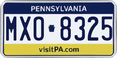 PA license plate MXO8325