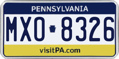 PA license plate MXO8326