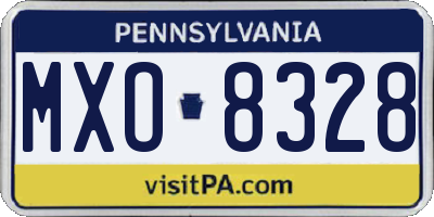 PA license plate MXO8328