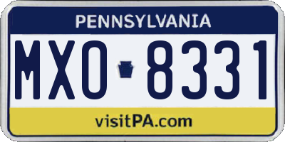 PA license plate MXO8331