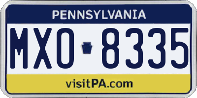 PA license plate MXO8335