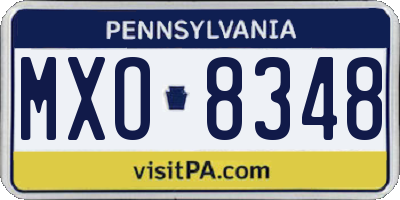 PA license plate MXO8348
