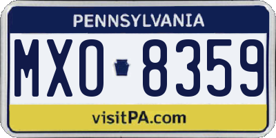 PA license plate MXO8359