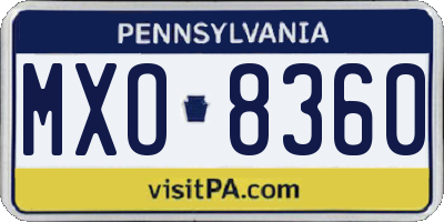 PA license plate MXO8360