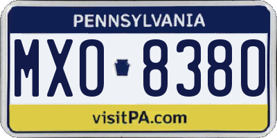 PA license plate MXO8380