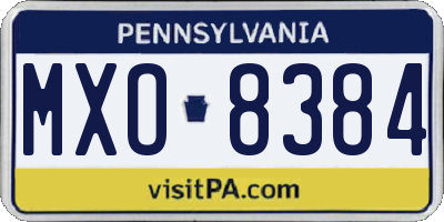 PA license plate MXO8384