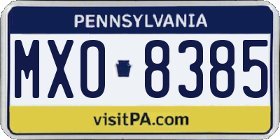 PA license plate MXO8385