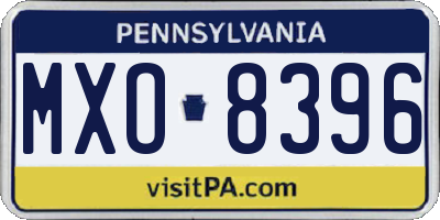 PA license plate MXO8396