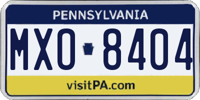 PA license plate MXO8404
