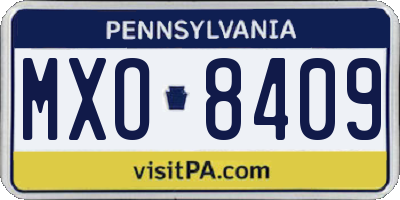 PA license plate MXO8409