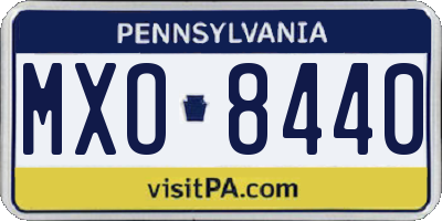 PA license plate MXO8440