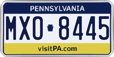 PA license plate MXO8445