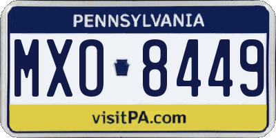 PA license plate MXO8449