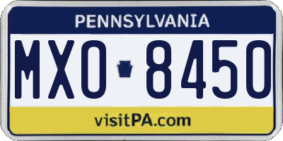 PA license plate MXO8450