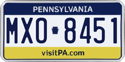 PA license plate MXO8451