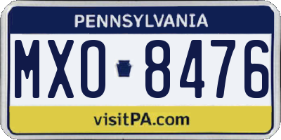 PA license plate MXO8476