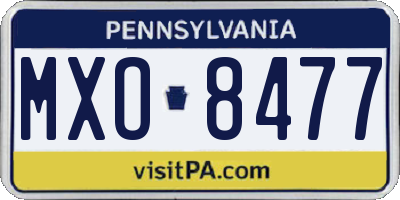PA license plate MXO8477