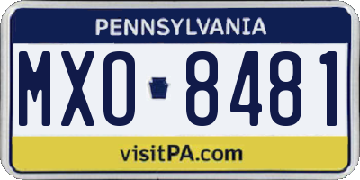 PA license plate MXO8481