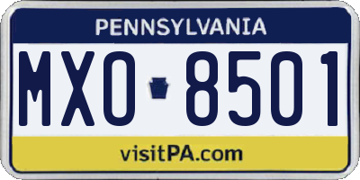 PA license plate MXO8501