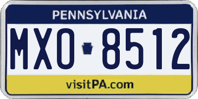 PA license plate MXO8512