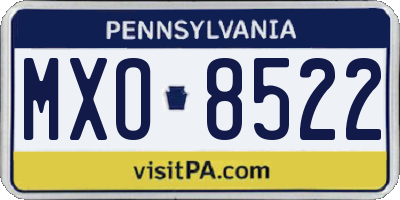 PA license plate MXO8522