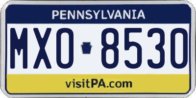 PA license plate MXO8530