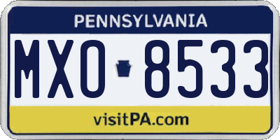PA license plate MXO8533