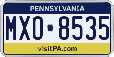 PA license plate MXO8535