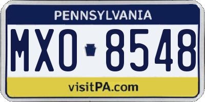 PA license plate MXO8548