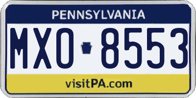 PA license plate MXO8553