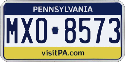 PA license plate MXO8573