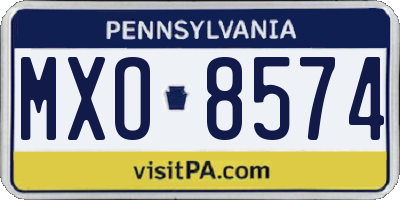 PA license plate MXO8574