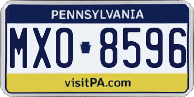 PA license plate MXO8596
