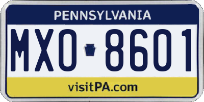 PA license plate MXO8601