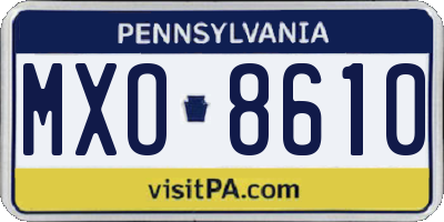 PA license plate MXO8610