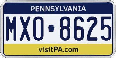 PA license plate MXO8625