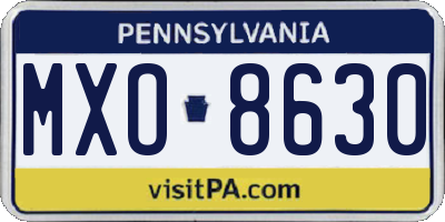 PA license plate MXO8630