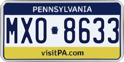 PA license plate MXO8633
