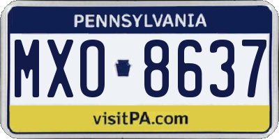 PA license plate MXO8637