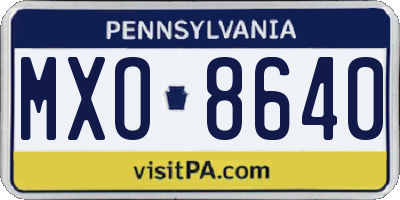 PA license plate MXO8640