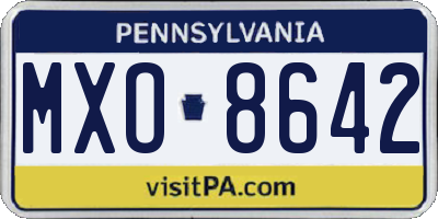 PA license plate MXO8642