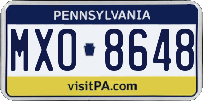 PA license plate MXO8648