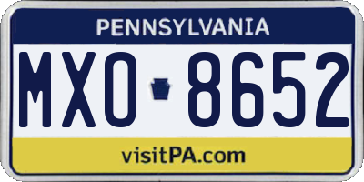 PA license plate MXO8652