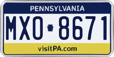 PA license plate MXO8671
