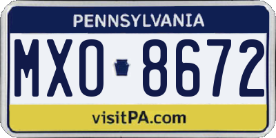 PA license plate MXO8672