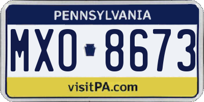 PA license plate MXO8673