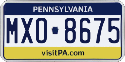 PA license plate MXO8675