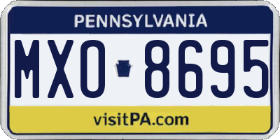 PA license plate MXO8695