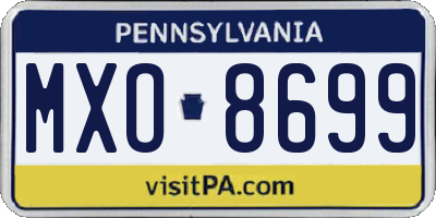 PA license plate MXO8699