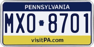 PA license plate MXO8701